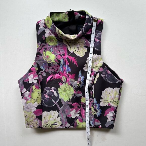 ASOS Floral Scuba Mock Neck Crop Top Size 6 - Picture 6 of 12
